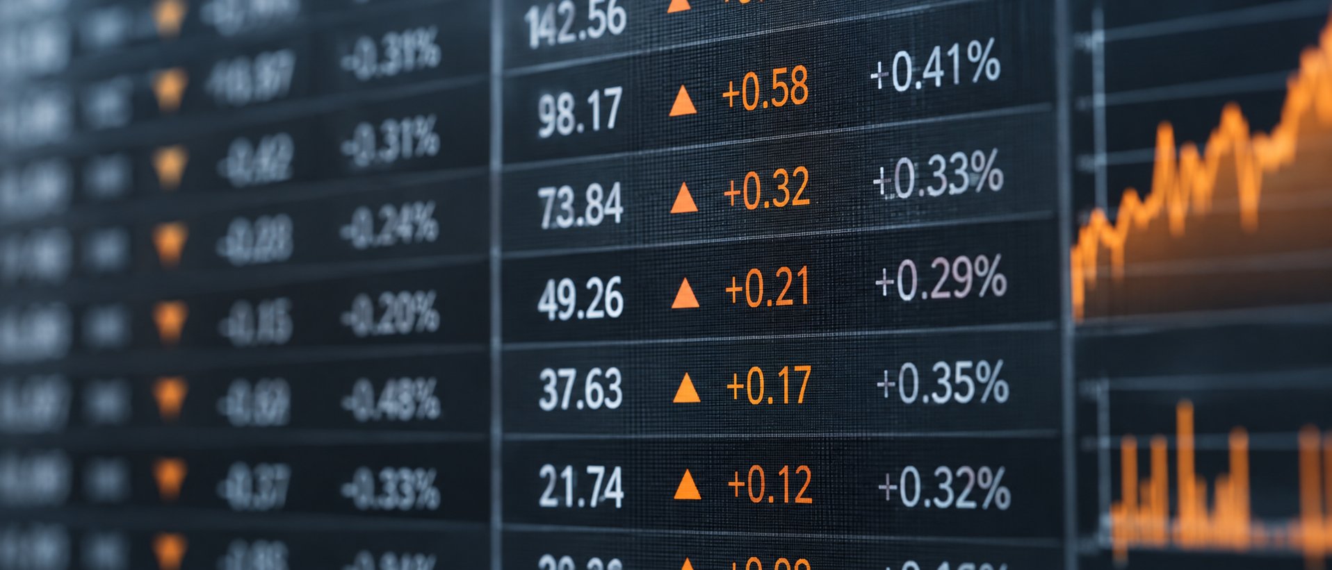 Macro close up of a price ticker display with tiny price increments highlighted